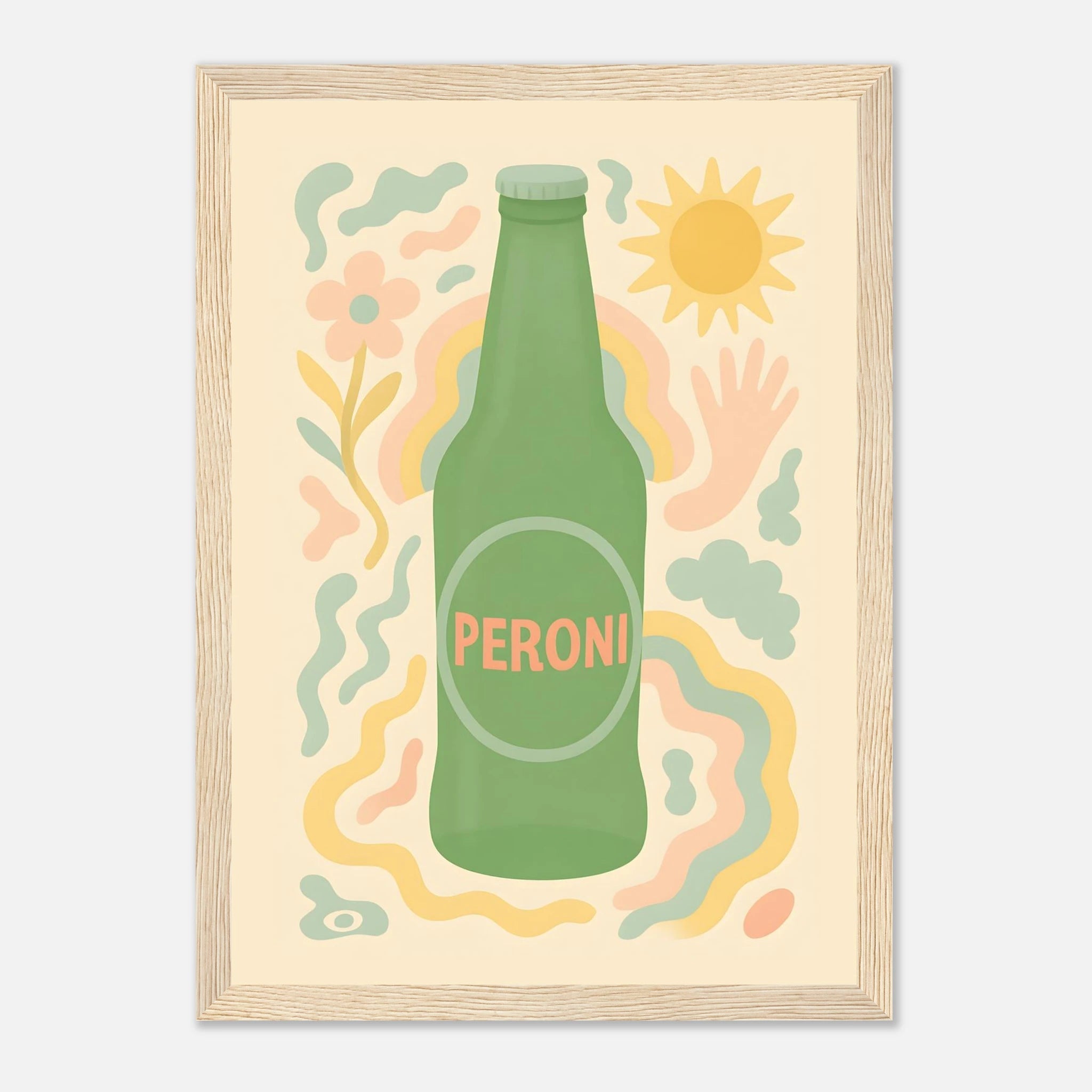Peroni Drink Illustration Poster - Premium Semi - Glossy Poster - Mounted Framed Poster - The House Of BLOC