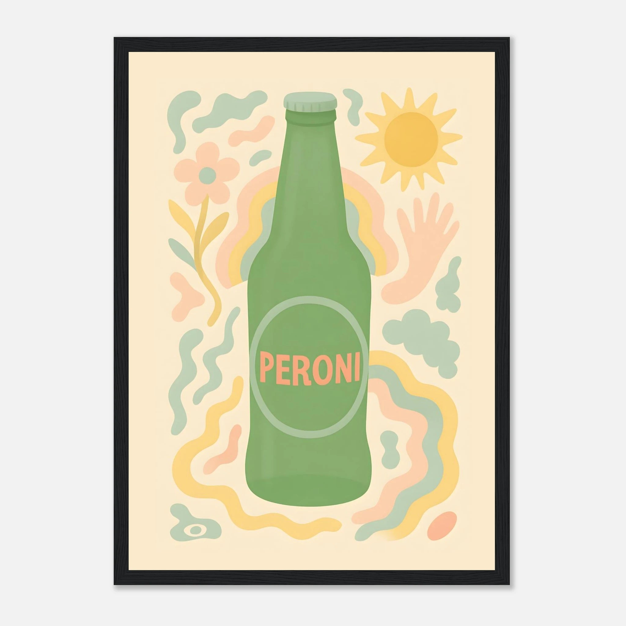 Peroni Drink Illustration Poster - Premium Semi - Glossy Poster - Mounted Framed Poster - The House Of BLOC