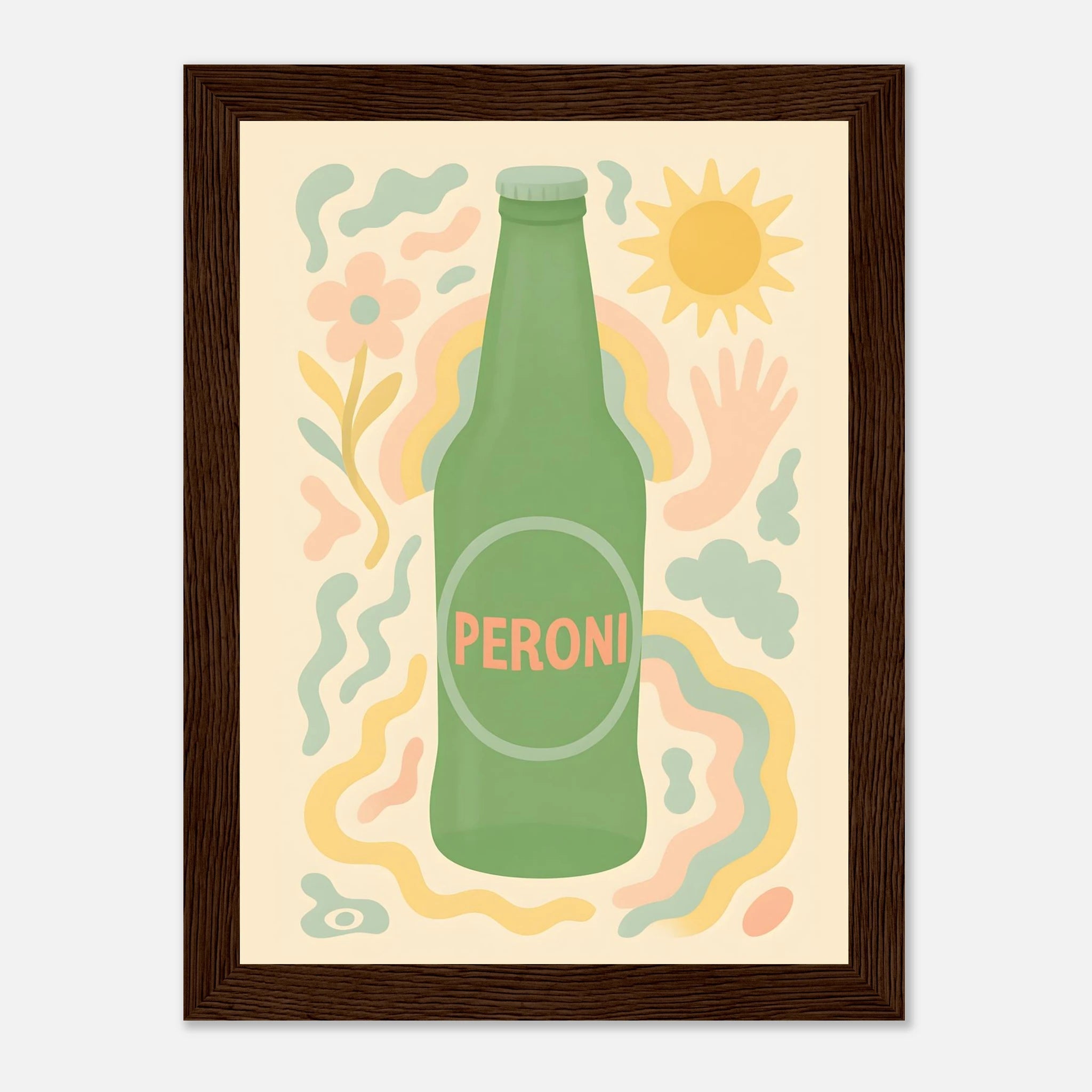 Peroni Drink Illustration Poster - Premium Semi - Glossy Poster - Mounted Framed Poster - The House Of BLOC