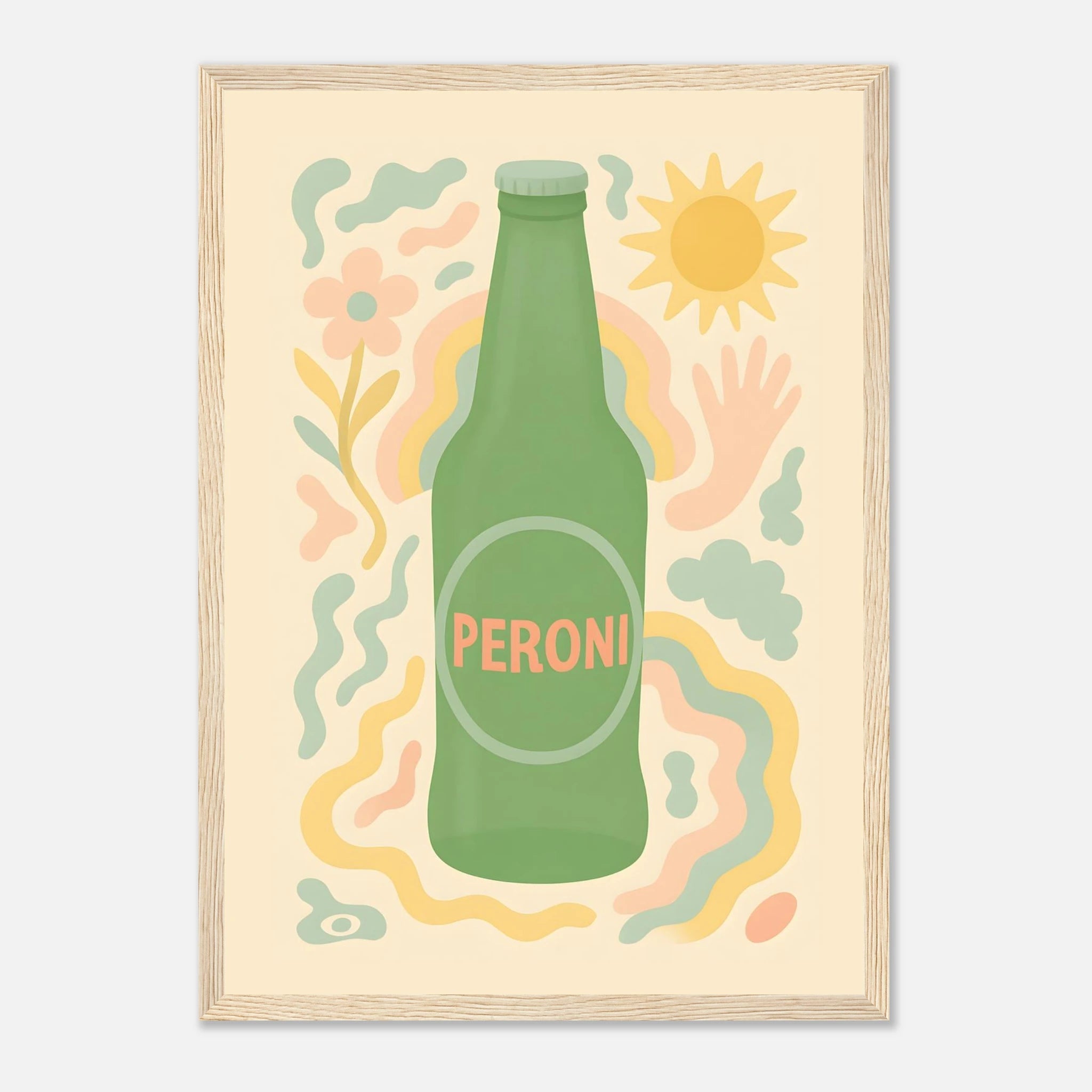 Peroni Drink Illustration Poster - Premium Semi - Glossy Poster - Mounted Framed Poster - The House Of BLOC