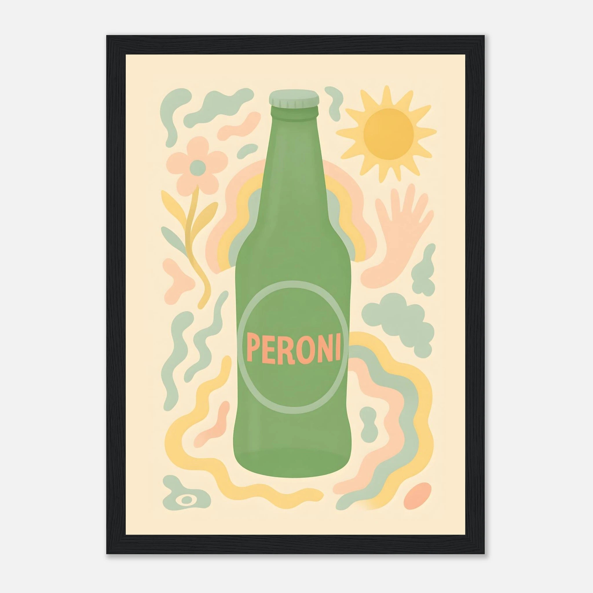 Peroni Drink Illustration Poster - Premium Semi - Glossy Poster - Mounted Framed Poster - The House Of BLOC