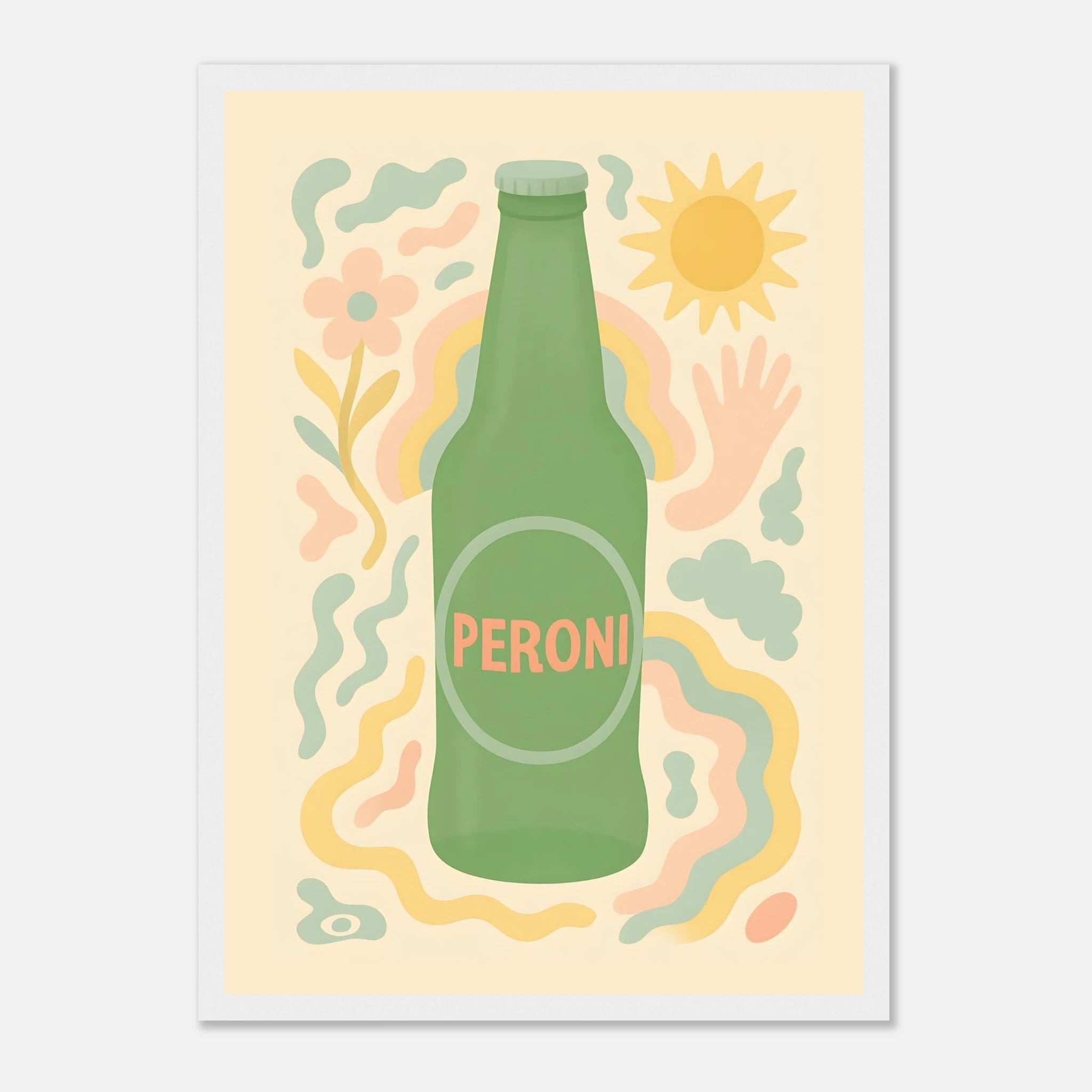 Peroni Drink Illustration Poster - Premium Semi - Glossy Poster - Mounted Framed Poster - The House Of BLOC