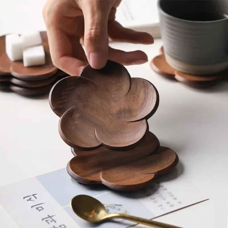 Petal Design Walnut Wood Coaster - The House Of BLOC