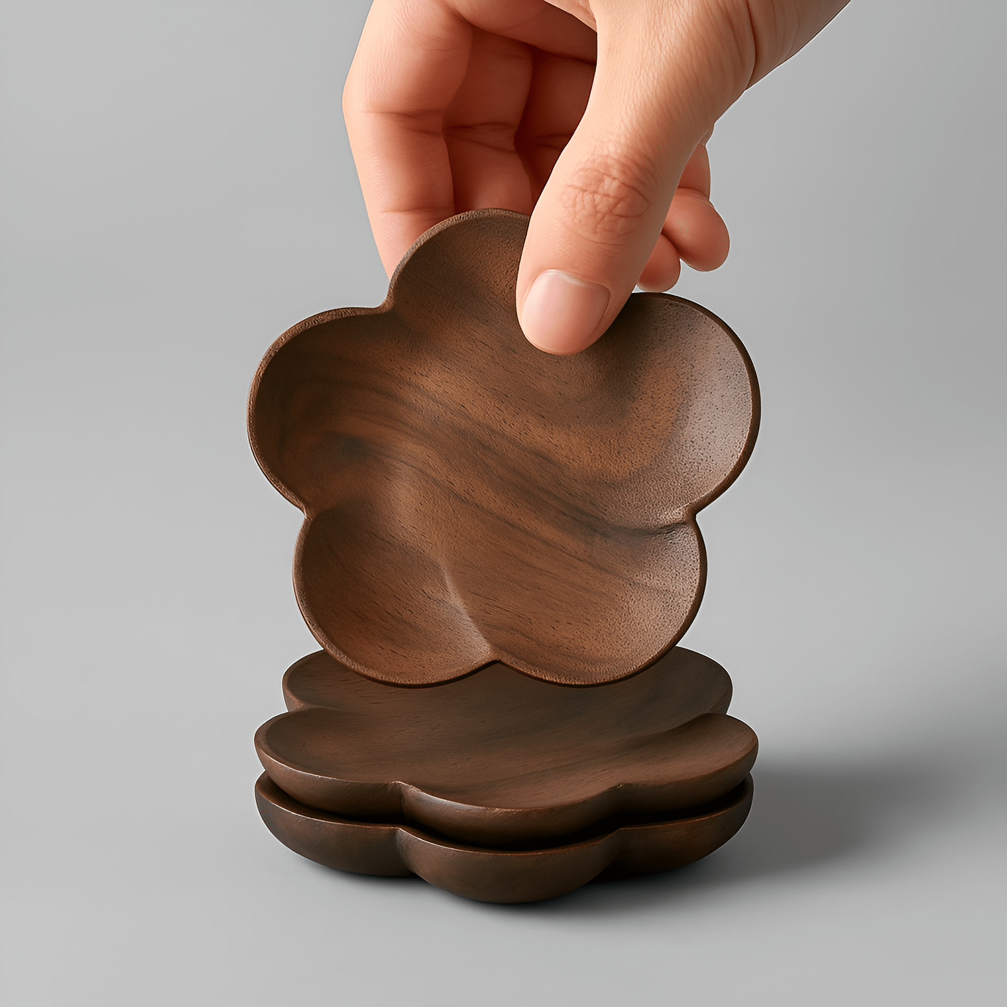 Petal Design Walnut Wood Coaster - The House Of BLOC