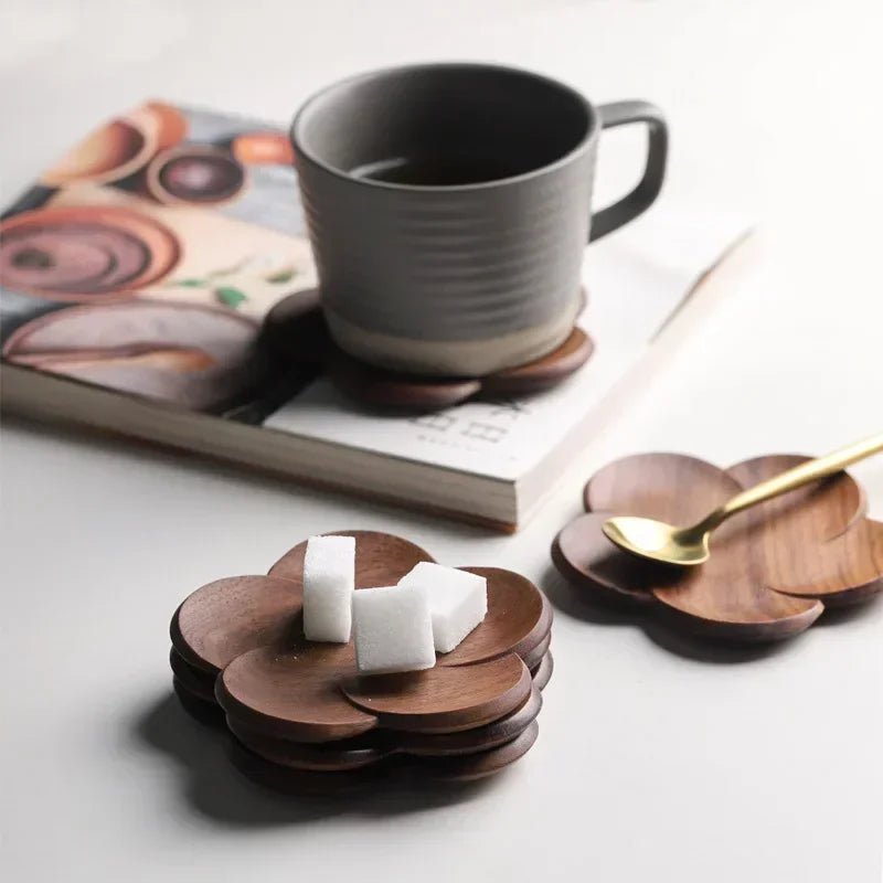 Petal Design Walnut Wood Coaster - The House Of BLOC