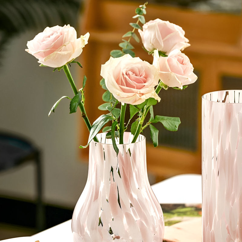 Pink Marble Effect Glass Vase - The House Of BLOC