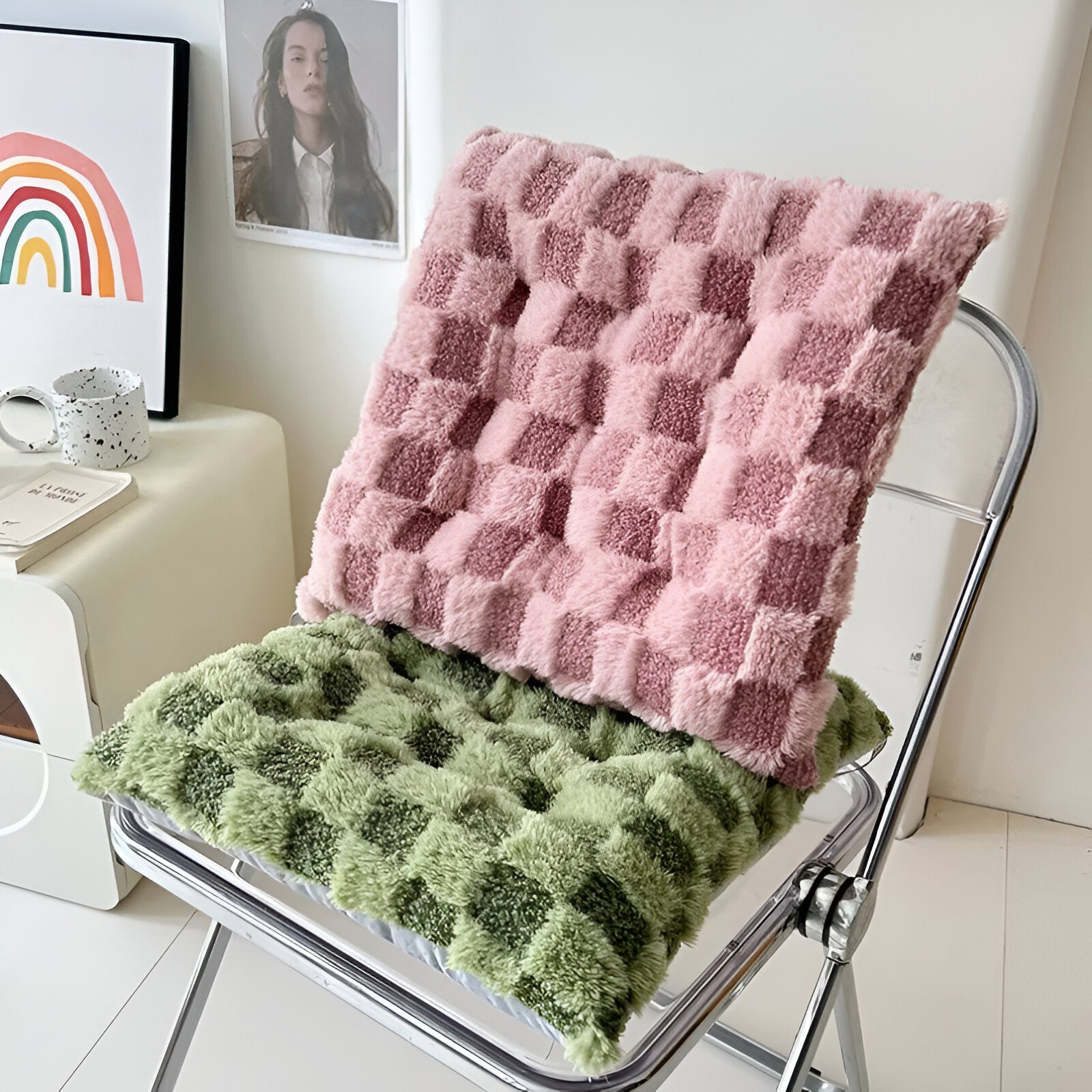 Plush Checked Chair Cushion - The House Of BLOC