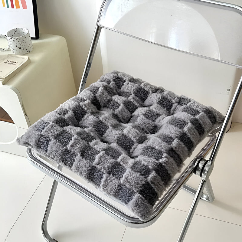 Plush Checked Chair Cushion - The House Of BLOC