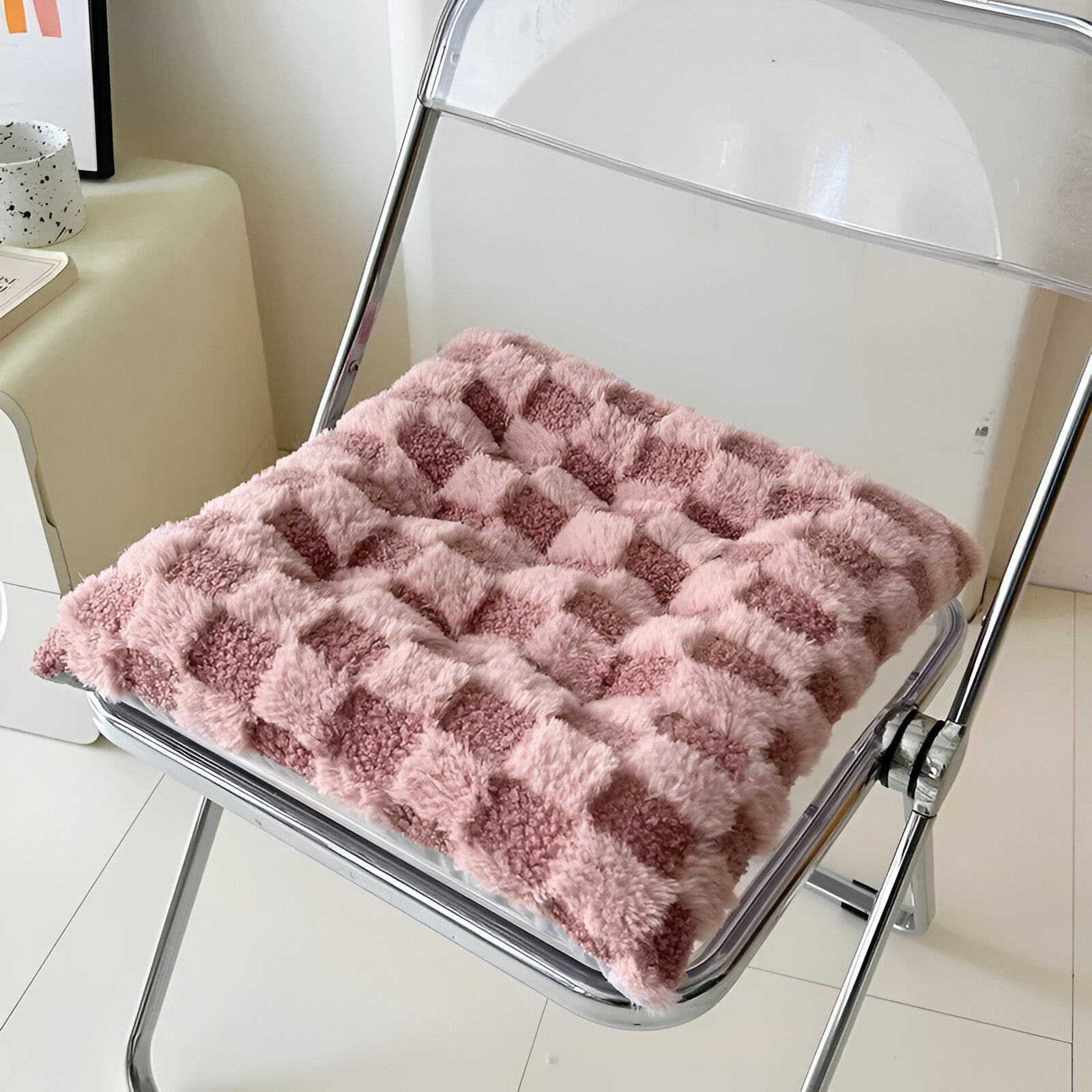 Plush Checked Chair Cushion - The House Of BLOC