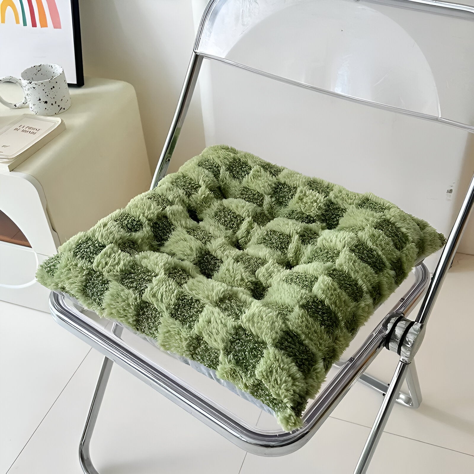 Plush Checked Chair Cushion - The House Of BLOC