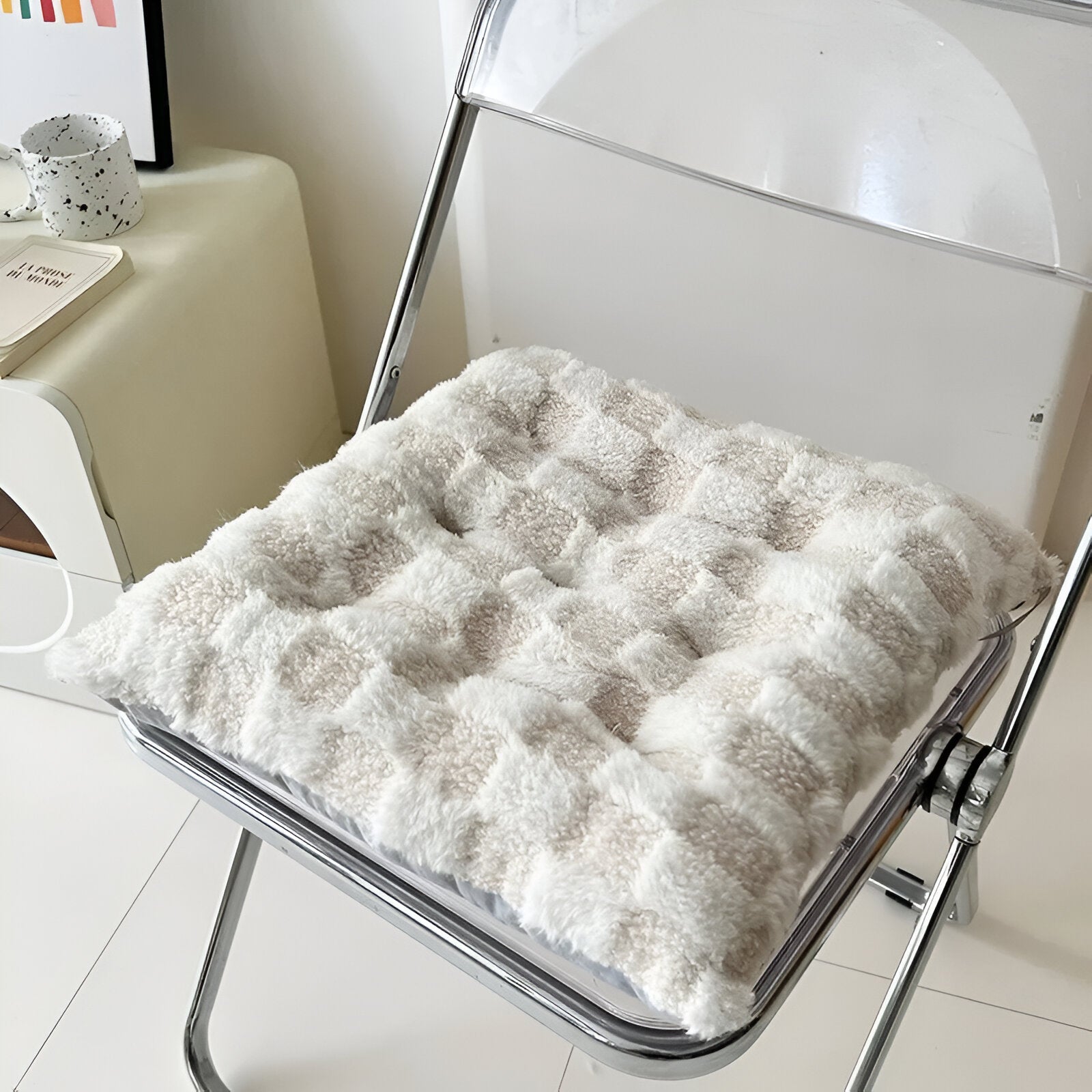 Plush Checked Chair Cushion - The House Of BLOC