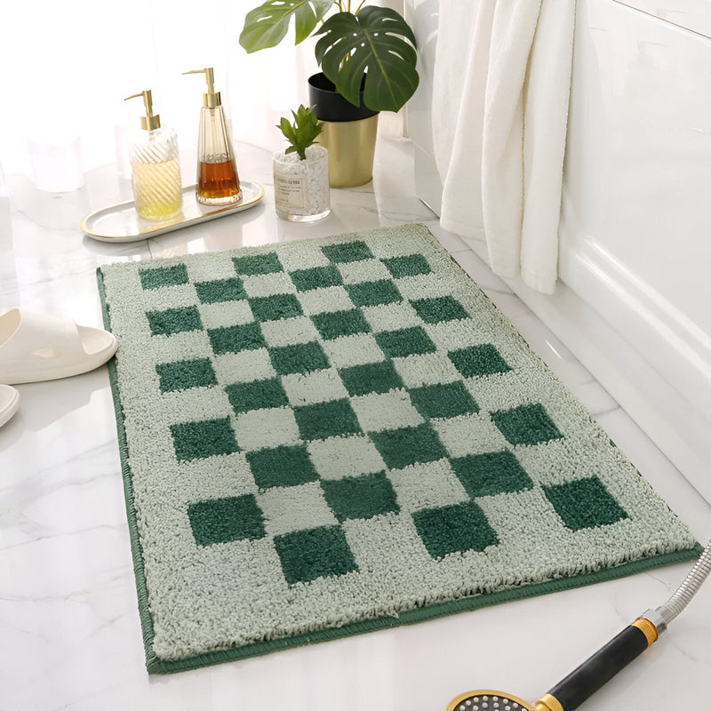 Plush Checkered Bath Mat - The House Of BLOC