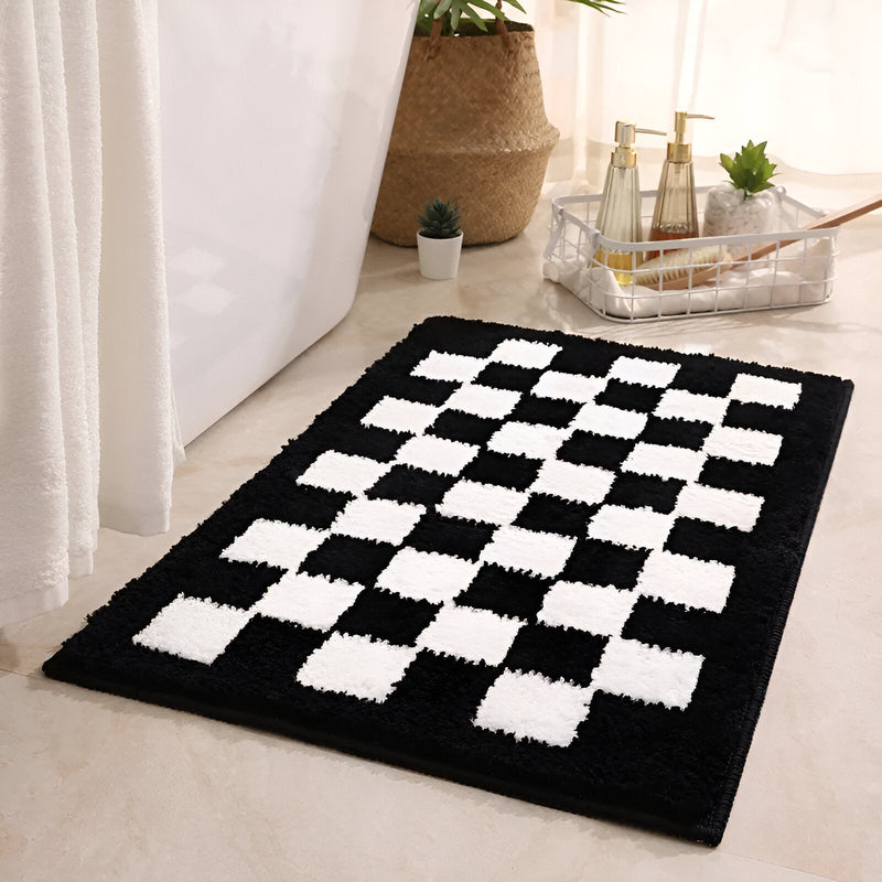 Plush Checkered Bath Mat - The House Of BLOC