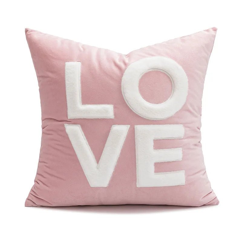 Plush Pink Heart Design Cushion Cover - The House Of BLOC