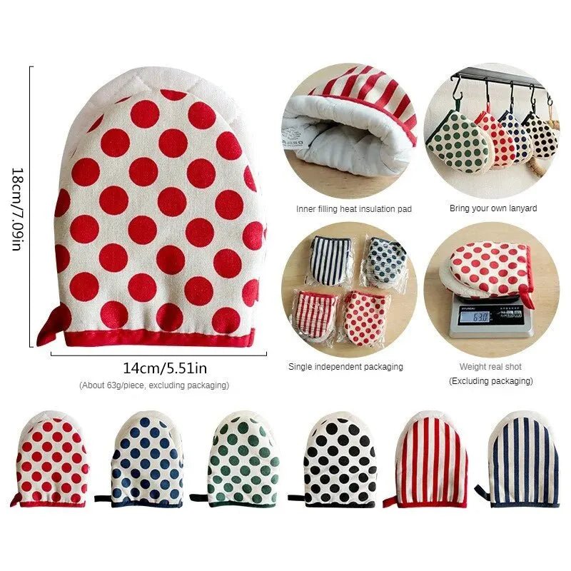 Polka Dot Heat Resistant Oven Gloves - The House Of BLOC