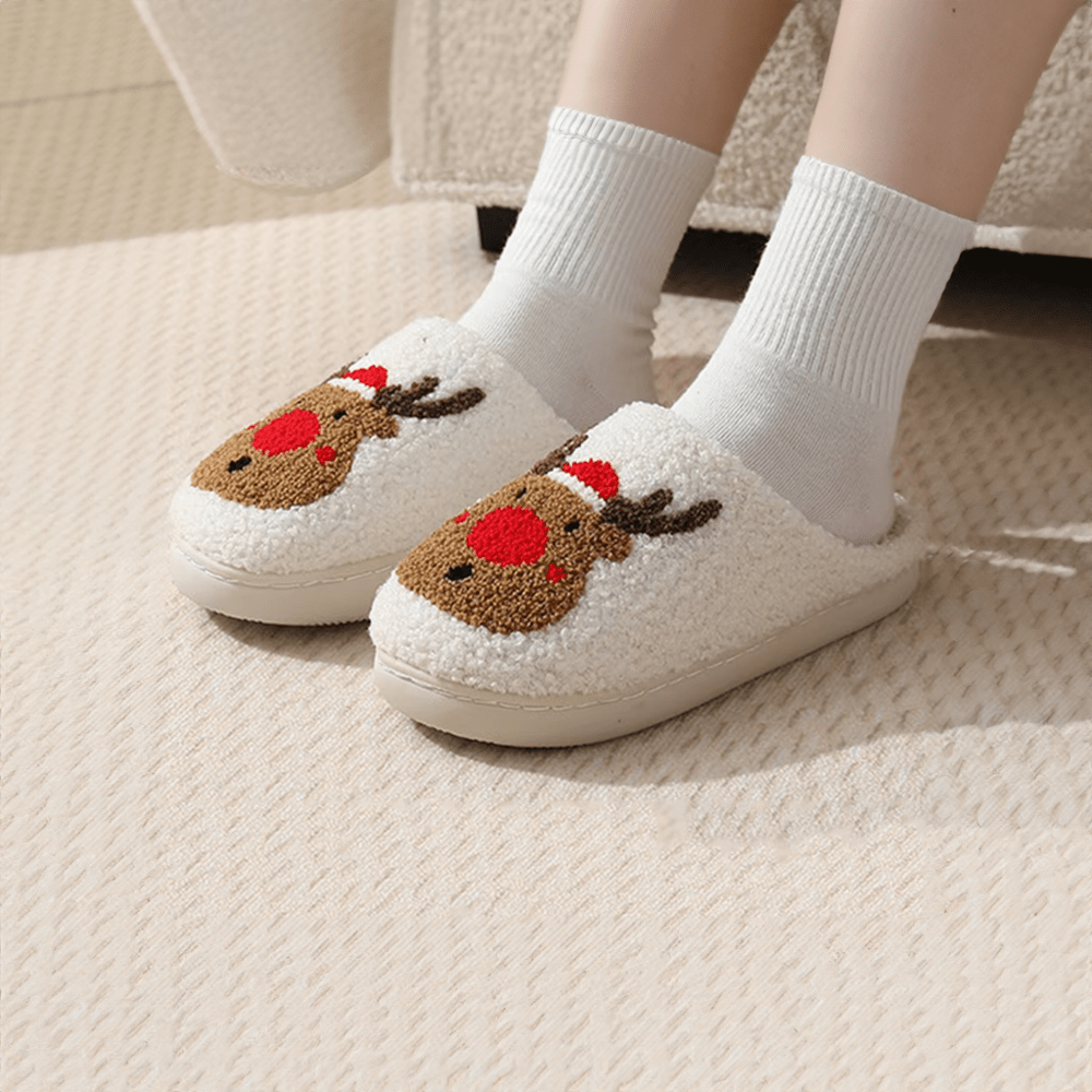 Reindeer Rudolph Christmas Home Slippers - The House Of BLOC