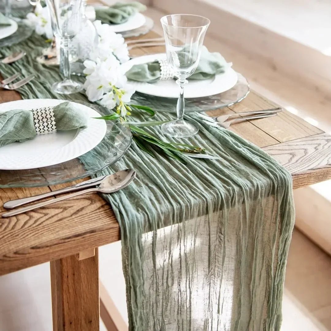 Rustic Boho Cotton Gauze Table Runner - The House Of BLOC