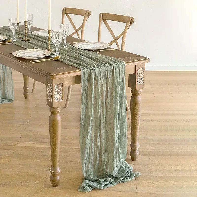 Rustic Boho Cotton Gauze Table Runner - The House Of BLOC