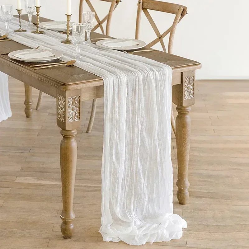 Rustic Boho Cotton Gauze Table Runner - The House Of BLOC