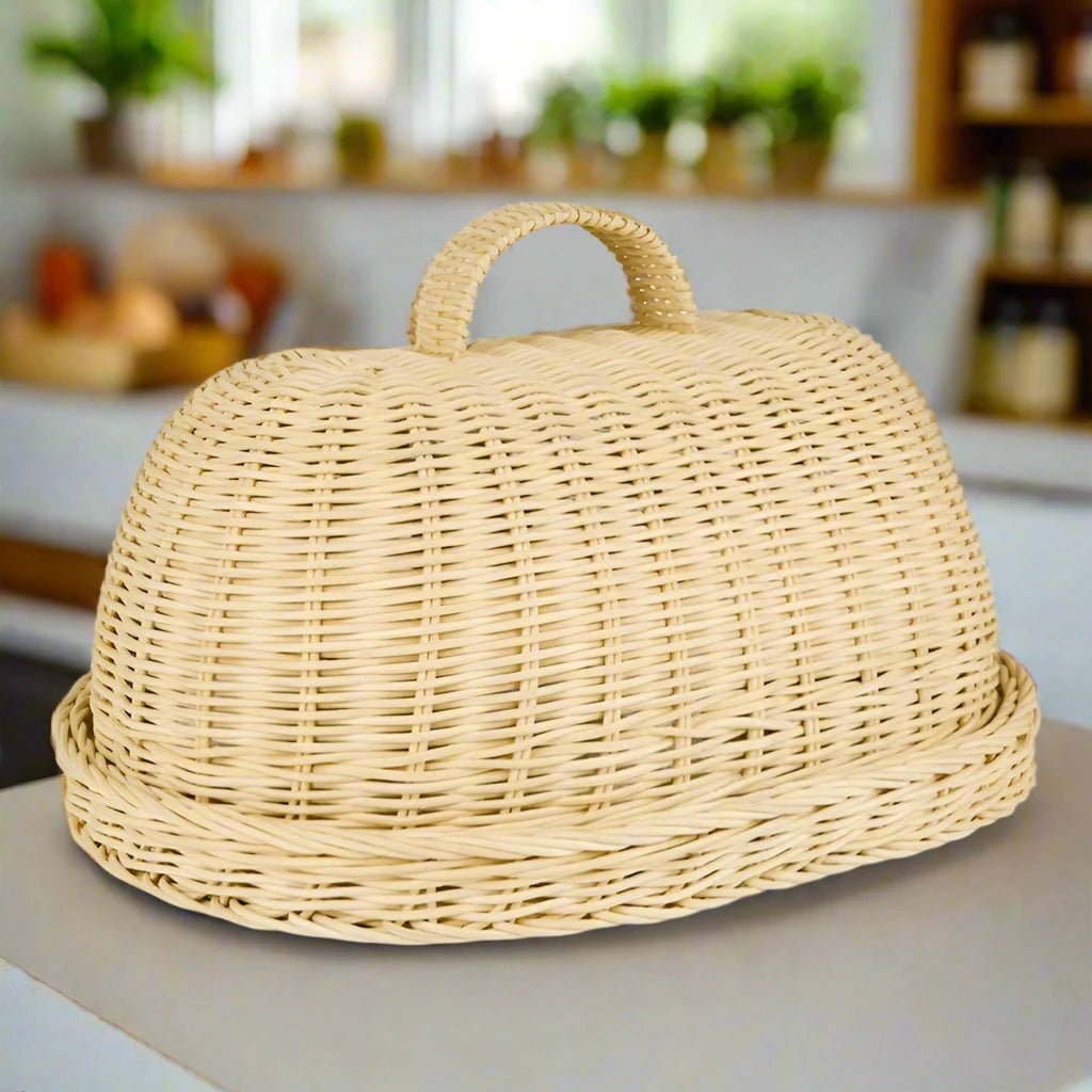 Rustic Handwoven Rattan Bread Basket - The House Of BLOC