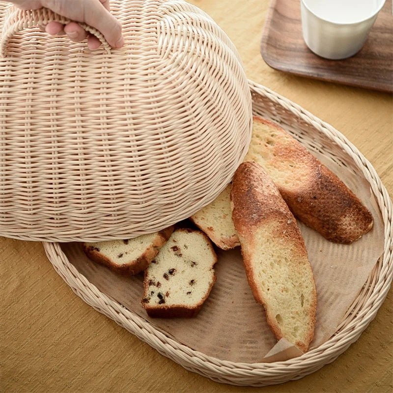 Rustic Handwoven Rattan Bread Basket - The House Of BLOC