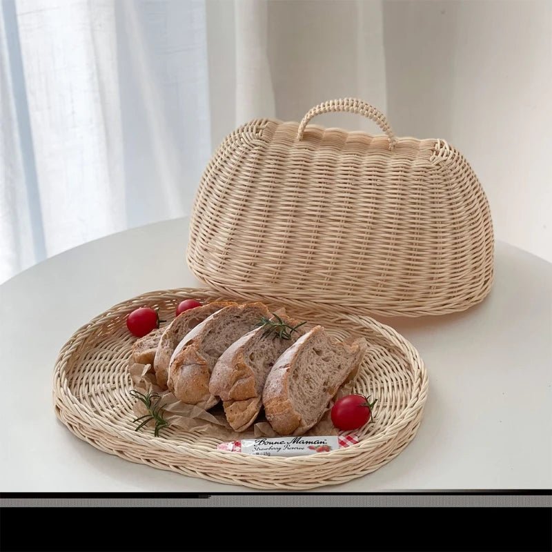 Rustic Handwoven Rattan Bread Basket - The House Of BLOC