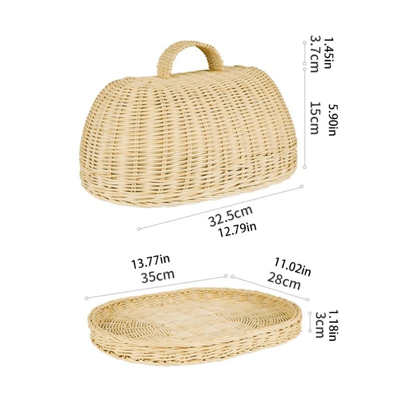 Rustic Handwoven Rattan Bread Basket - The House Of BLOC