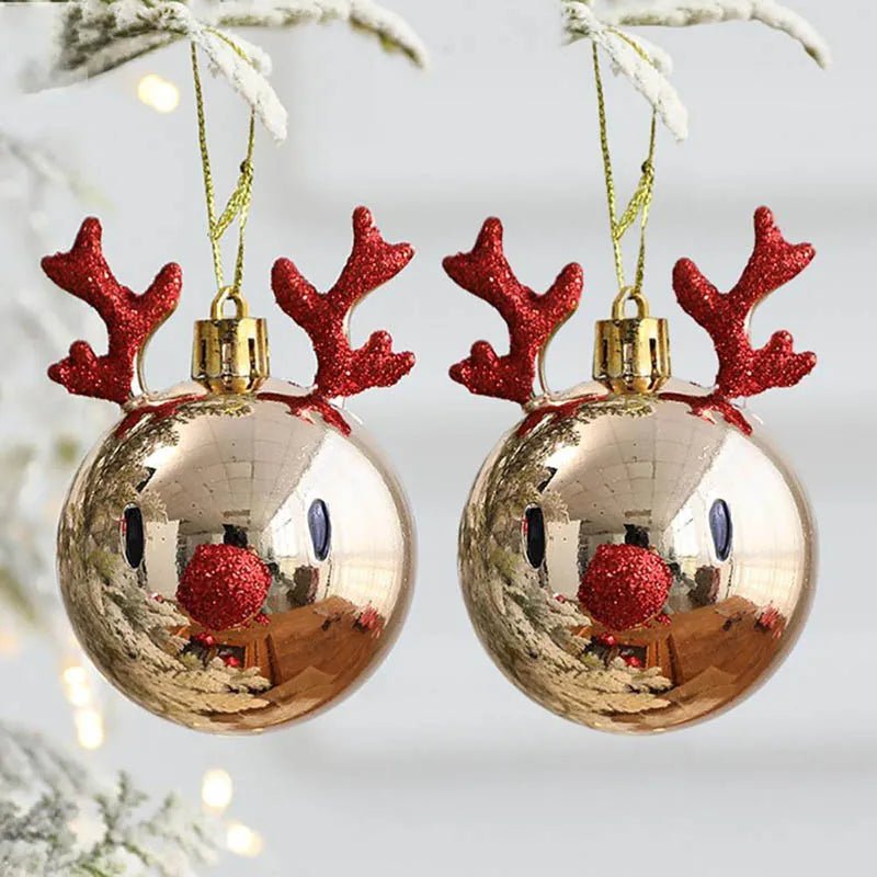 Set Of Two Sparkly Reindeer Christmas Ornaments - The House Of BLOC