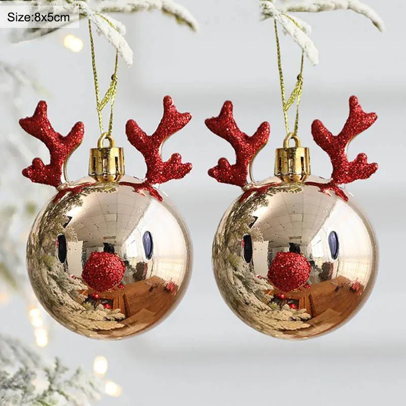 Set Of Two Sparkly Reindeer Christmas Ornaments - The House Of BLOC