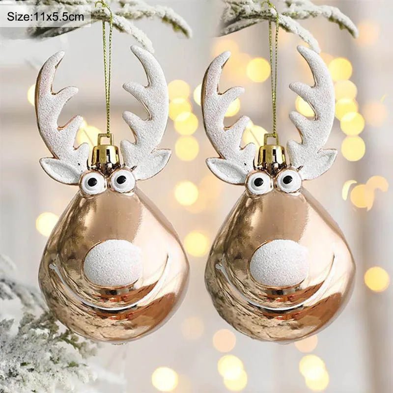 Set Of Two Sparkly Reindeer Christmas Ornaments - The House Of BLOC