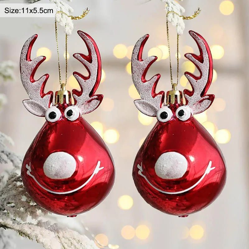 Set Of Two Sparkly Reindeer Christmas Ornaments - The House Of BLOC