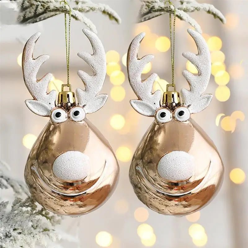 Set Of Two Sparkly Reindeer Christmas Ornaments - The House Of BLOC