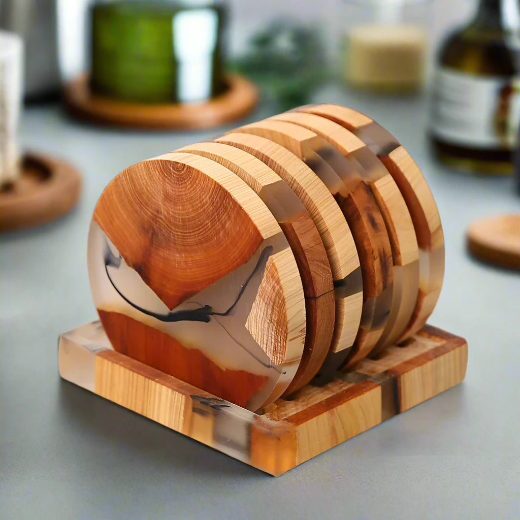 Six Piece Solid Wood Japanese Inspired Coasters - The House Of BLOC