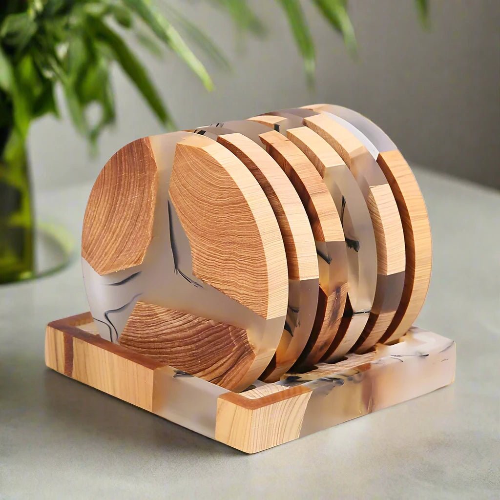 Six Piece Solid Wood Japanese Inspired Coasters - The House Of BLOC