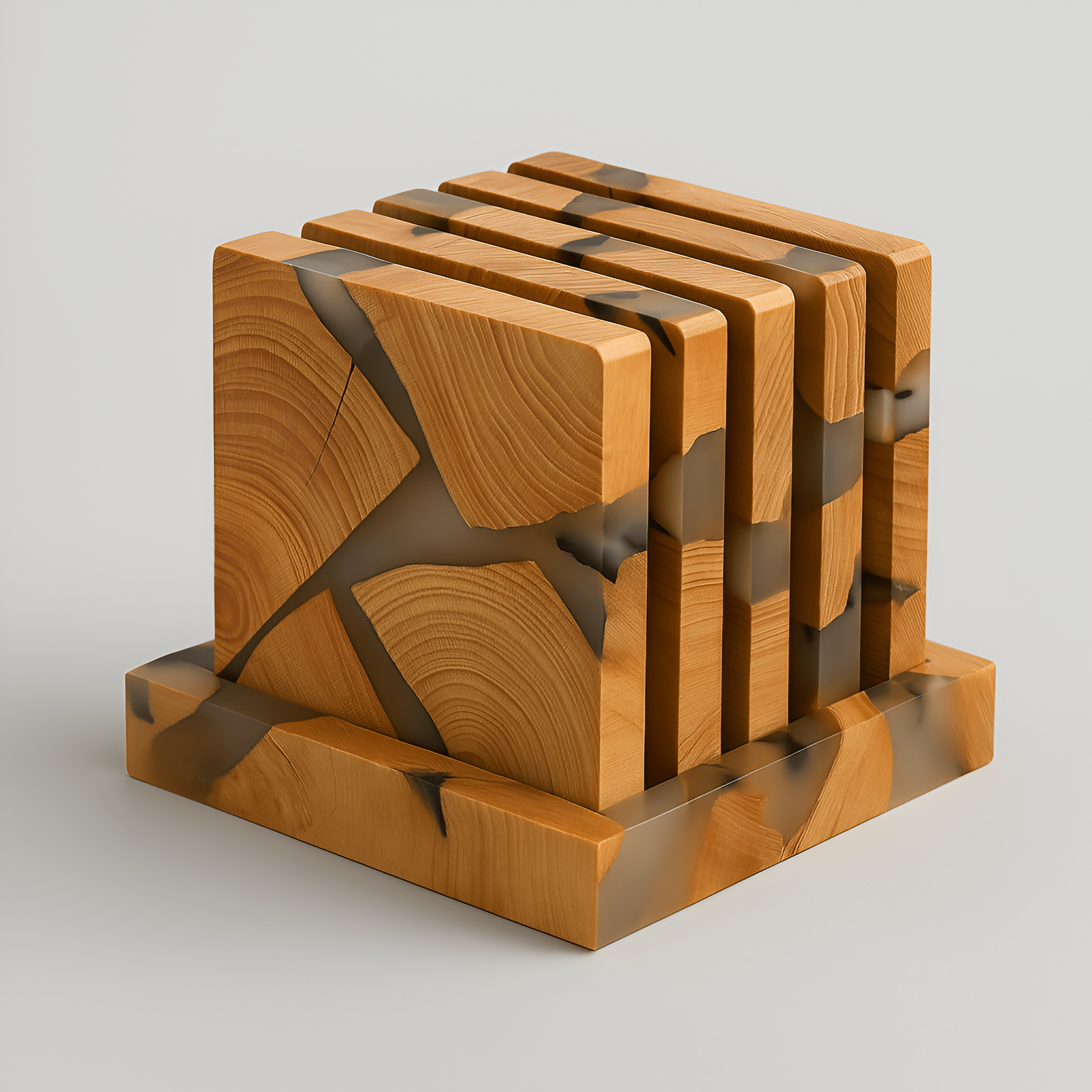 Six Piece Solid Wood Japanese Inspired Coasters - The House Of BLOC