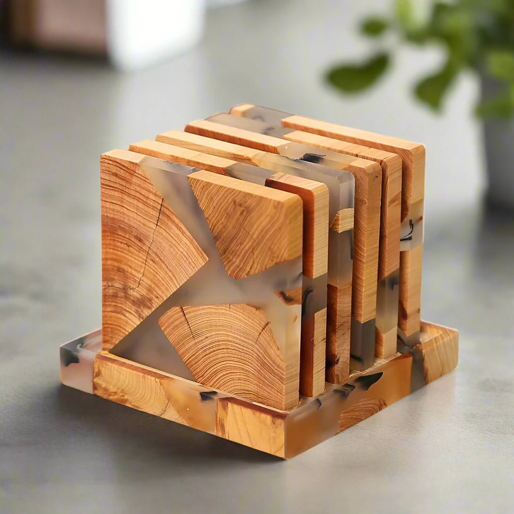 Six Piece Solid Wood Japanese Inspired Coasters - The House Of BLOC