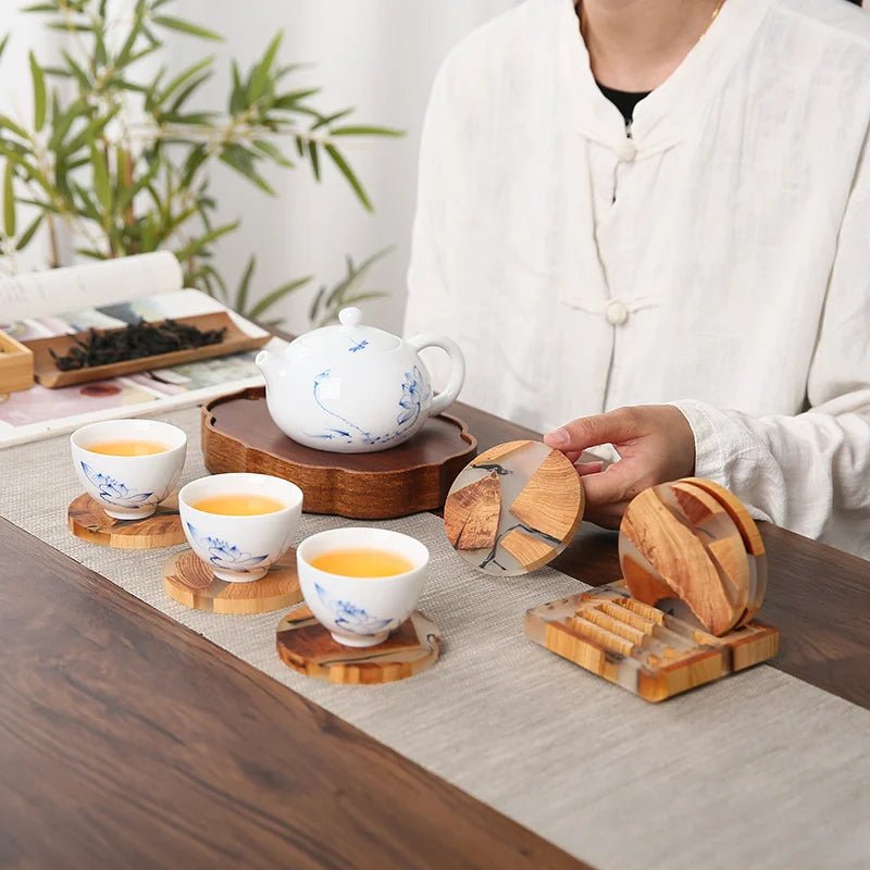 Six Piece Solid Wood Japanese Inspired Coasters - The House Of BLOC