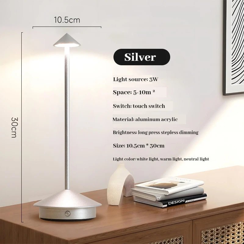 Sleek Rechargeable Metallic Table Lamp - The House Of BLOC