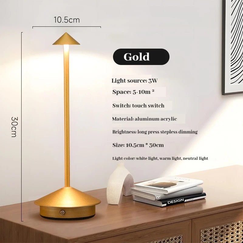 Sleek Rechargeable Metallic Table Lamp - The House Of BLOC