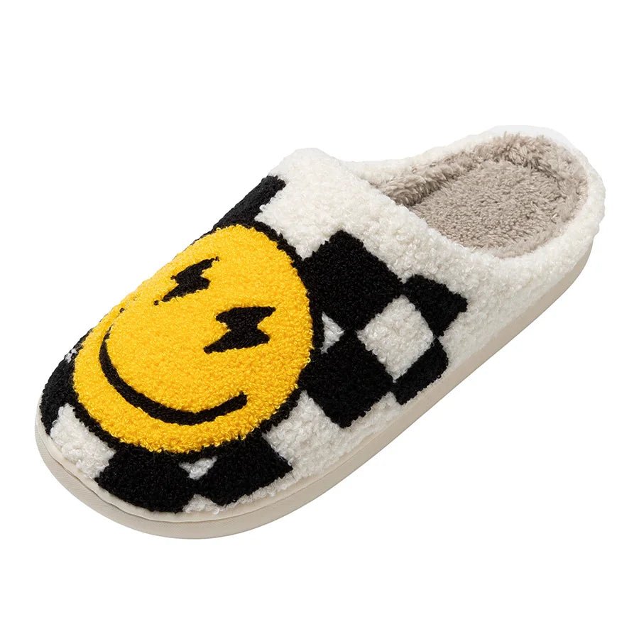 Smiley Checkerboard Home Slippers - The House Of BLOC