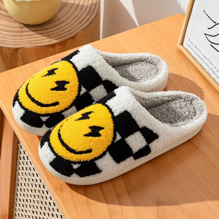 Smiley Checkerboard Home Slippers - The House Of BLOC