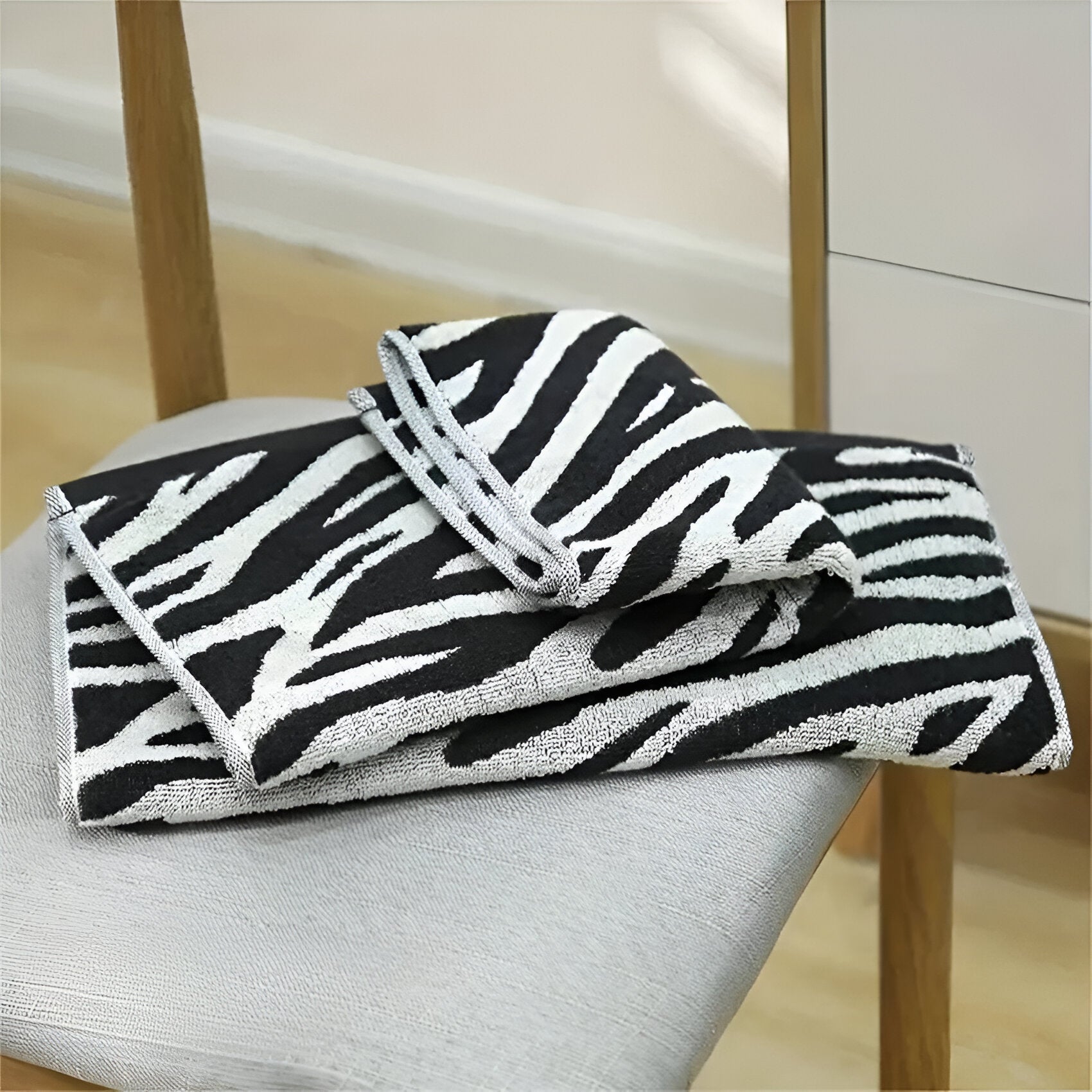 Soft Cotton Striped Tiger Print Hand Towel - The House Of BLOC