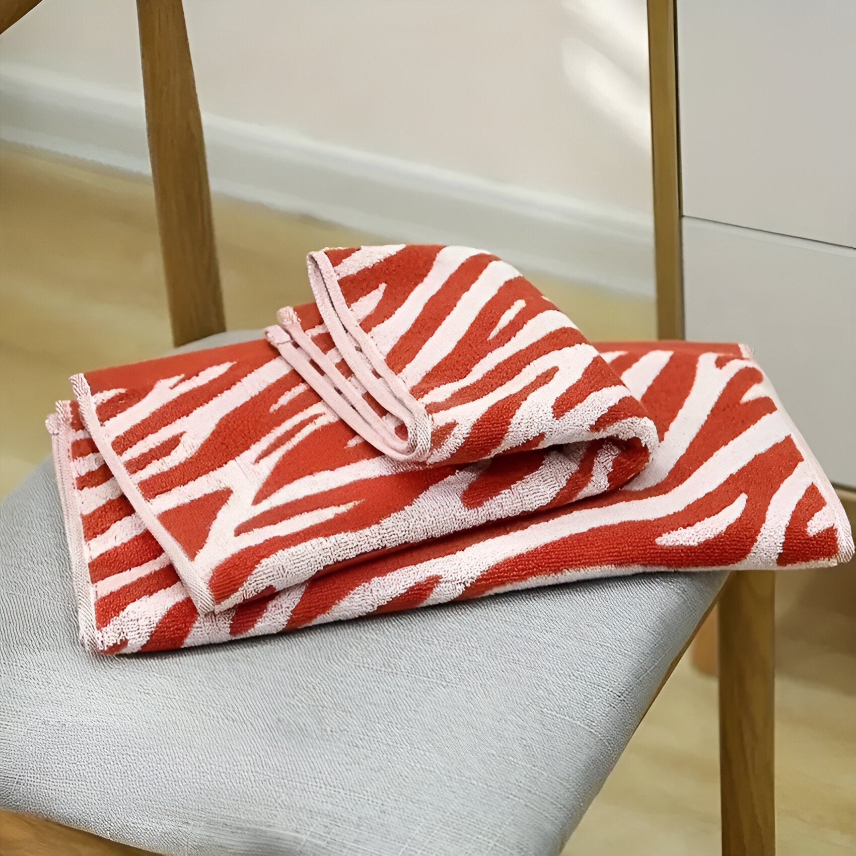 Soft Cotton Striped Tiger Print Hand Towel - The House Of BLOC