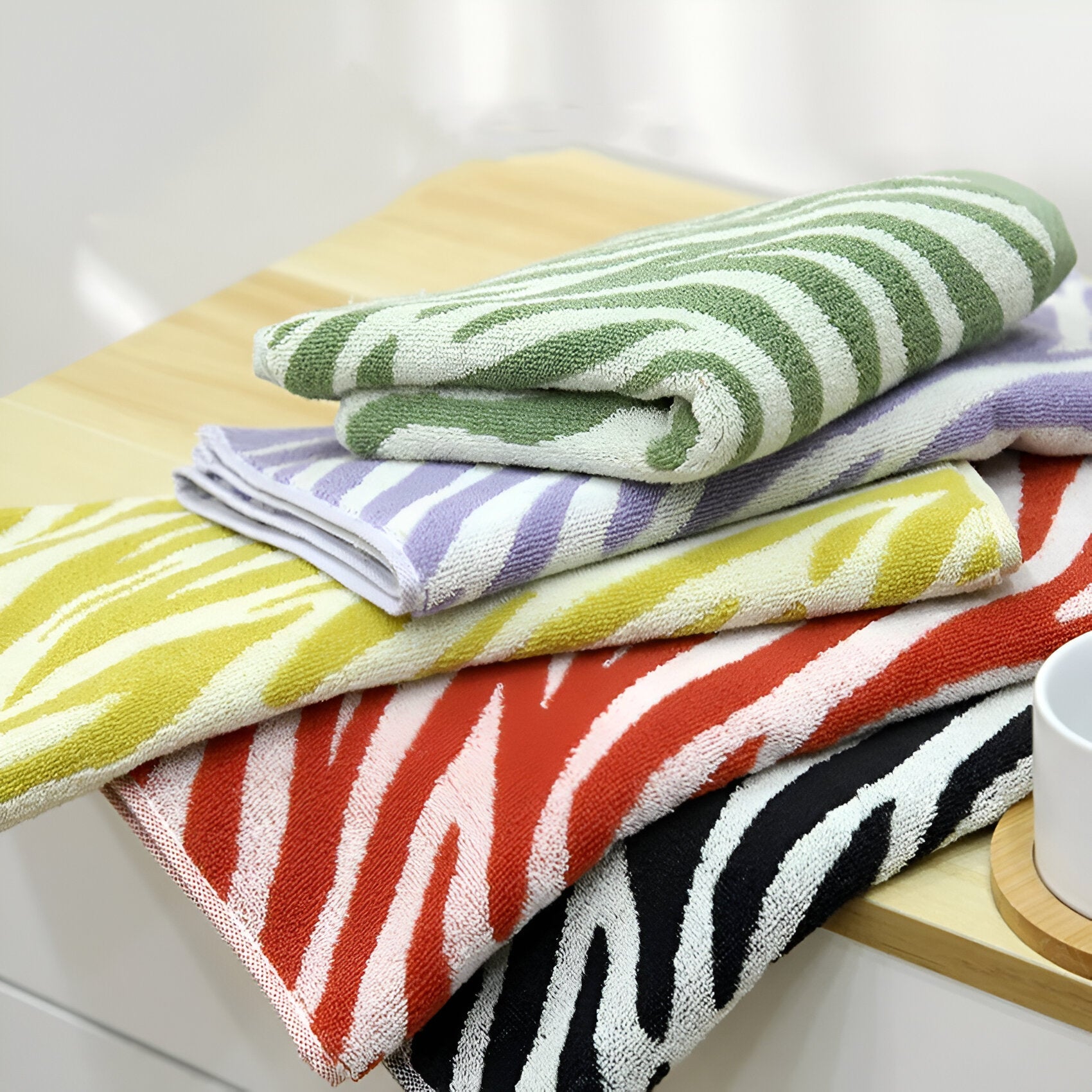 Soft Cotton Striped Tiger Print Hand Towel - The House Of BLOC