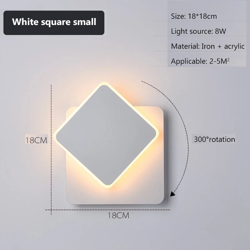 Square LED Wall Mounted Rotating Light - The House Of BLOC