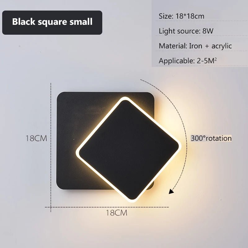 Square LED Wall Mounted Rotating Light - The House Of BLOC