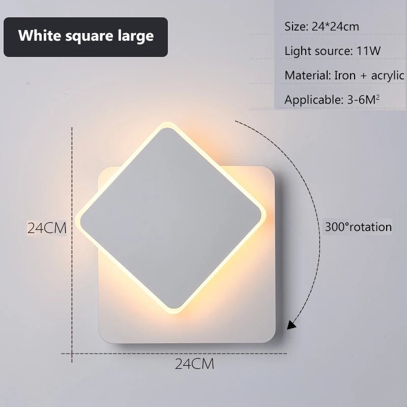 Square LED Wall Mounted Rotating Light - The House Of BLOC