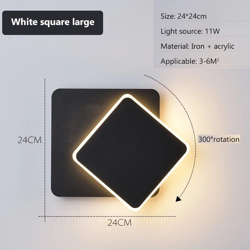 Square LED Wall Mounted Rotating Light - The House Of BLOC