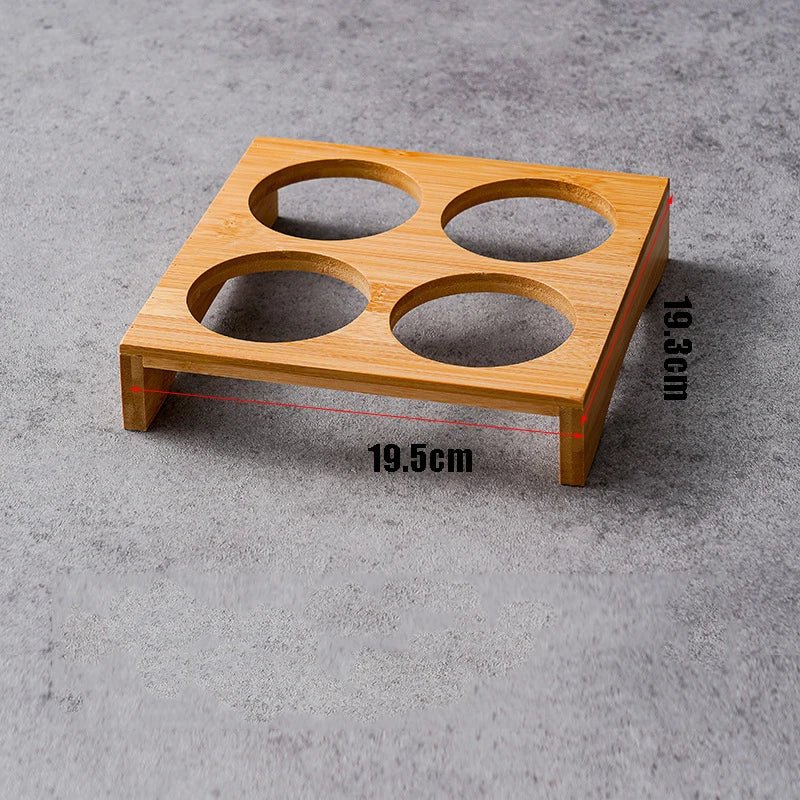 Stainless Steel Dip Bowls On Bamboo Display Serving Tray - The House Of BLOC