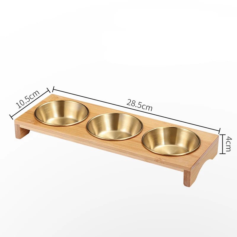 Stainless Steel Dip Bowls On Bamboo Display Serving Tray - The House Of BLOC